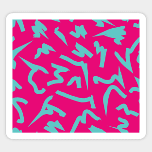 Dopamine Hot Pink and Teal Blue Bright Retro 80's Eighties Abstract Scribble Sticker